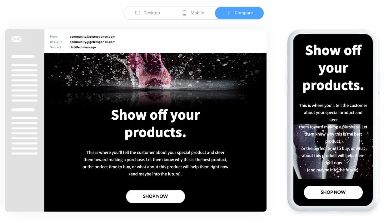 A preview of a responsive promotional email template